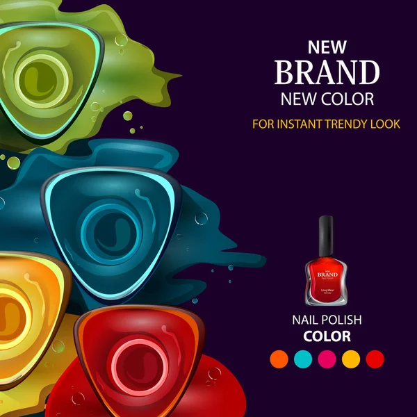 Реклама рекламний банер для модною моді барвисті лак для нігтів — стоковий вектор