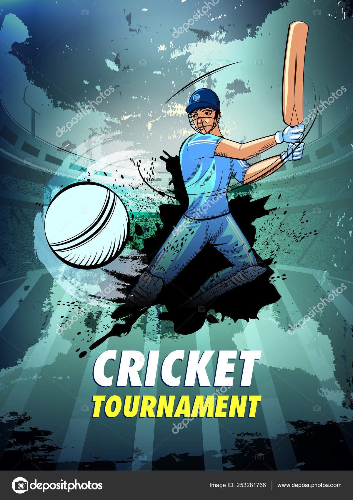 Player batsman in Cricket Championship Tournament background Stock Vector  Image by ©snapgalleria #253281766