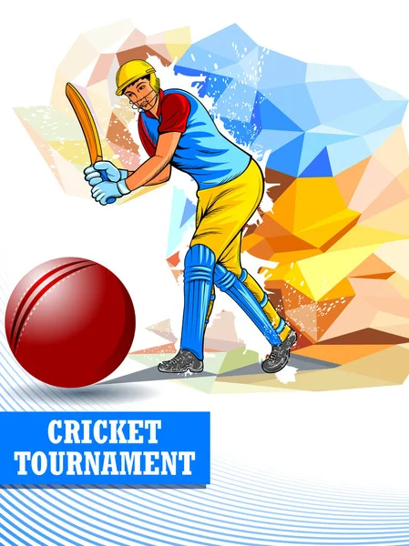 Jugador bateador en el fondo del torneo de Cricket Championship — Archivo Imágenes Vectoriales