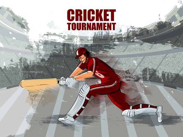 Joueur batteur au Championnat de cricket Contexte du tournoi — Image vectorielle
