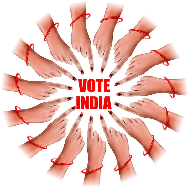 Affiche bannière montrer la main des Indiens pour les élections et la campagne de vote de l'Inde — Image vectorielle