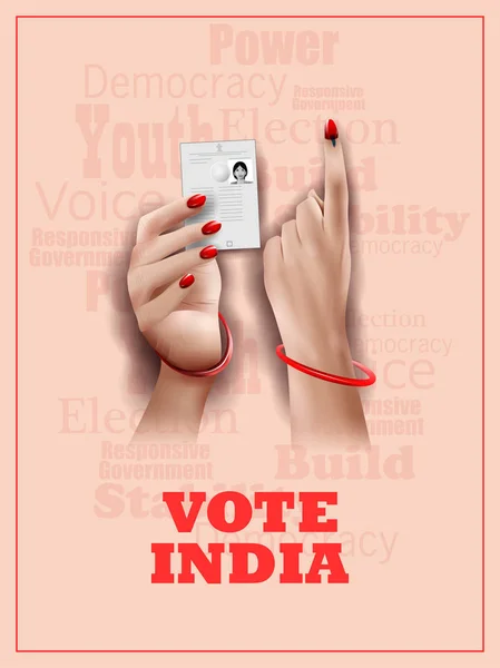 Αφίσα banner δείχνουν το χέρι του ινδικού λαού για εκλογή και ψηφοφορία σταθμοσκόπησης εκστρατεία της Ινδίας — Διανυσματικό Αρχείο