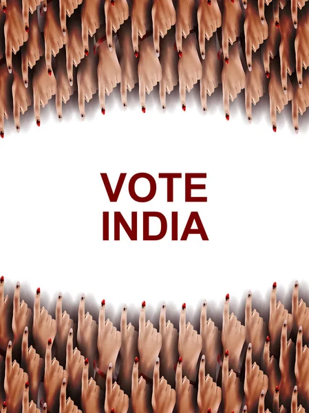 Plakat baner Pokaż dłoń indyjski ludzi do wyborów i głosować sondowanie kampanii Indii — Wektor stockowy