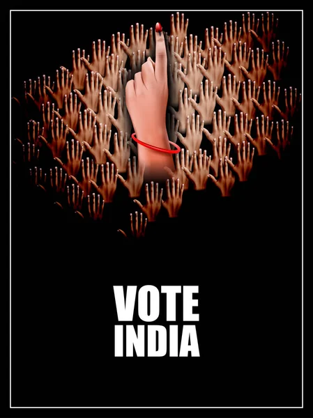 Affiche bannière montrer la main des Indiens pour les élections et la campagne de vote de l'Inde — Image vectorielle