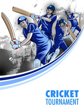 Kriket Şampiyonası turnuva arka planda oyuncu topa vuran oyuncu