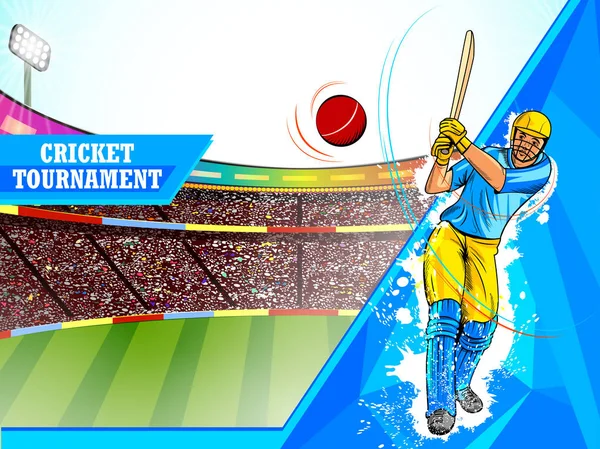 Speler batsman in Cricket Championship Tournament achtergrond — Stockvector