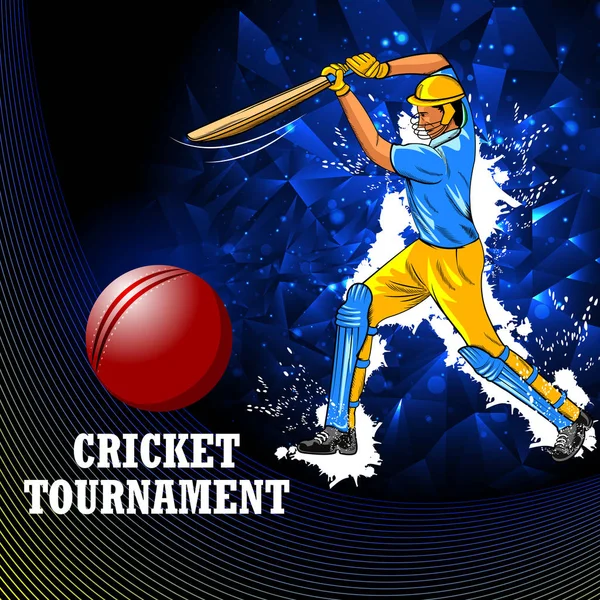 Játékos batsman háttérben krikett bajnokság — Stock Vector
