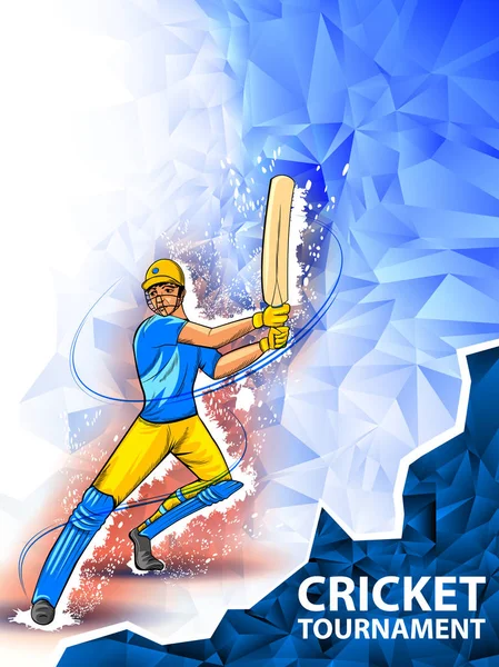 Játékos batsman háttérben krikett bajnokság — Stock Vector