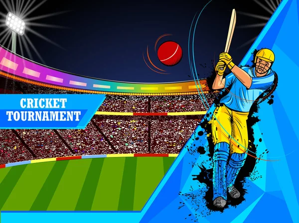 Giocatore battitore in campo Torneo di Cricket — Vettoriale Stock