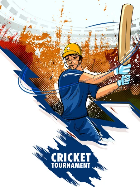 Játékos batsman háttérben krikett bajnokság — Stock Vector