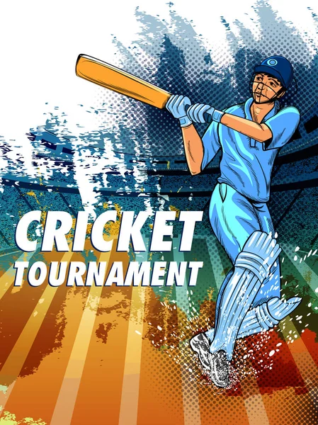 Giocatore battitore in campo Torneo di Cricket — Vettoriale Stock