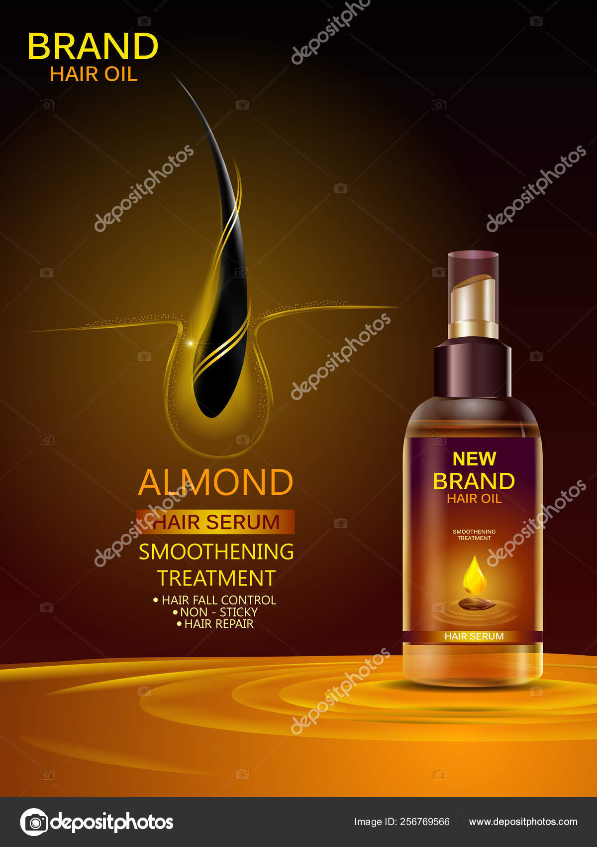 Advertisement promotion banner for almond oil hair serum for