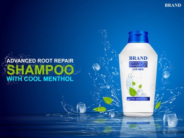 Menthol için reklam promosyon afiş kuru ve hasarlı saçlar için şampuan