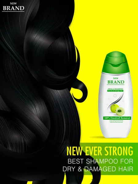 Реклама заохочення банер для шампуню Amla для сухого і пошкодженого волосся — стоковий вектор