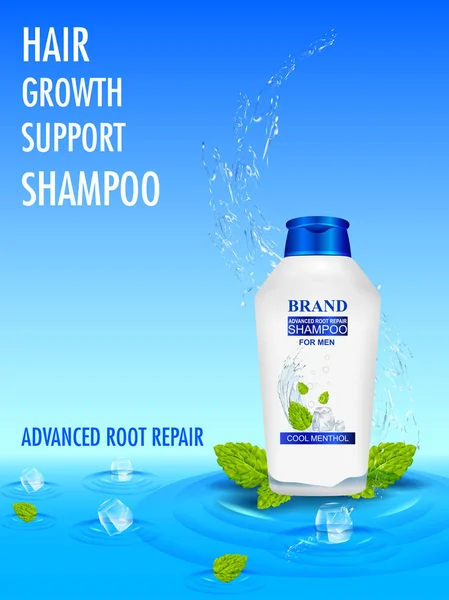 Advertentie promotie banner voor Menthol shampoo voor droog en beschadigd haar — Stockvector
