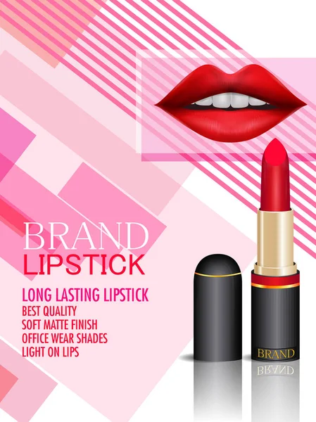 Nápis propagace inzerátů pro módní barevnou značku Lipstick móda — Stockový vektor
