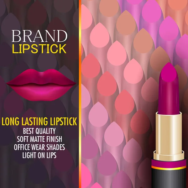 Nápis propagace inzerátů pro módní barevnou značku Lipstick móda — Stockový vektor