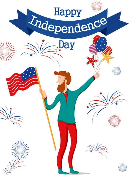 Fondo de celebración festiva para el 4 de julio Feliz Día de la Independencia de América — Archivo Imágenes Vectoriales