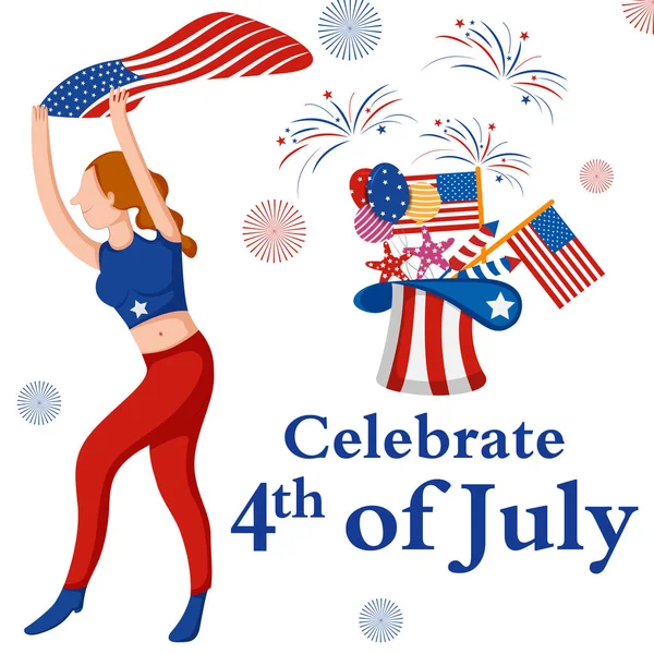 Holiday Celebration bakgrund för 4 juli Lycklig självständighetsdagen i Amerika — Stock vektor