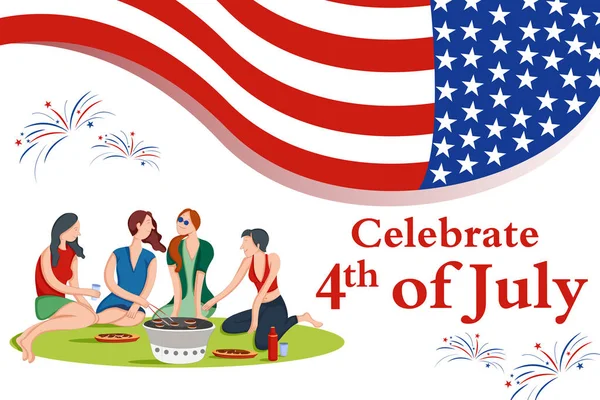 Holiday celebration background for 4th of July Happy Independence Day of America — Stock Vector