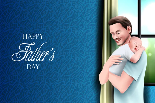 Happy Fathers Day sfondo mostrando legame e rapporto tra bambino e padre — Vettoriale Stock