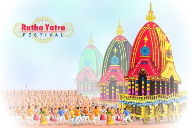 Rath Yatra Lord Jagannath festivali. Hindistan 'ın Odisha kentinde tatil arkaplanı kutlandı.