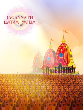 Rath Yatra Lord Jagannath festivali. Hindistan 'ın Odisha kentinde tatil arkaplanı kutlandı.
