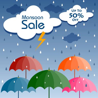 Büyük muson satış ve promosyon reklam afiş arka plan şablonu