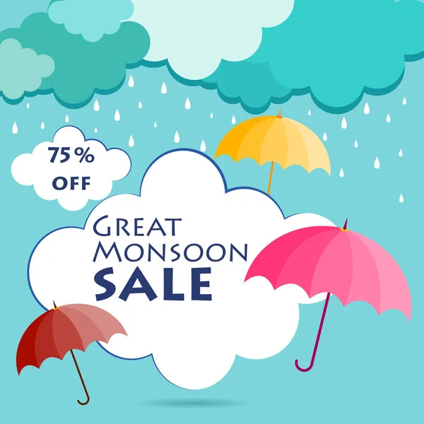 Gran venta de monzón y promoción de banner de publicidad plantilla de fondo — Vector de stock