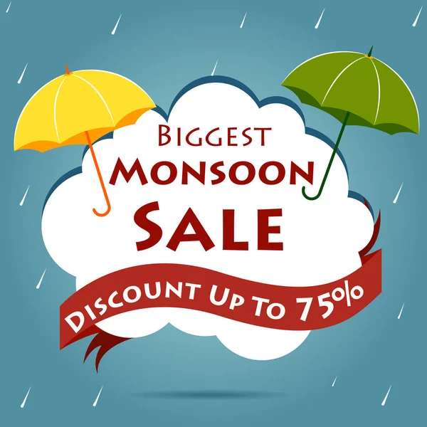 Gran venta de monzón y promoción de banner de publicidad plantilla de fondo — Vector de stock