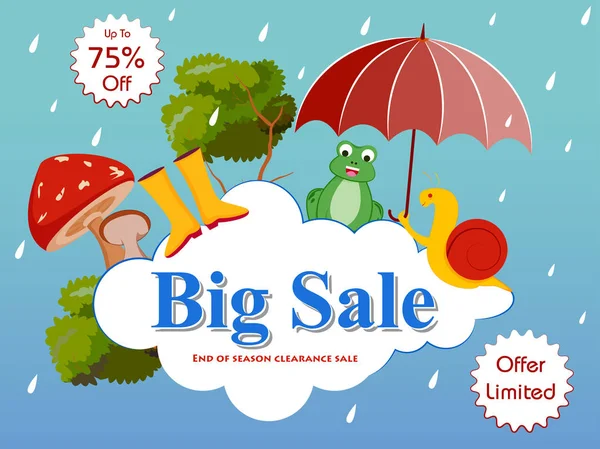 Great monsoon sale and promotion advertisement banner background template — Stock Vector