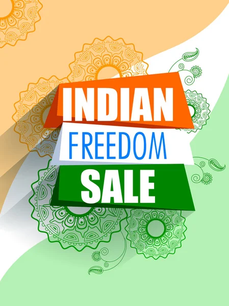 Feliz Día de la Independencia de la India fondo tricolor para 15 Agosto Gran Libertad venta banner de promoción — Vector de stock