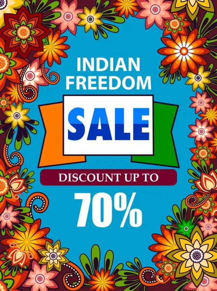 Glücklich Unabhängigkeitstag Indiens Trikolore Hintergrund für 15 August große Freiheit Verkauf Werbebanner — Stockvektor