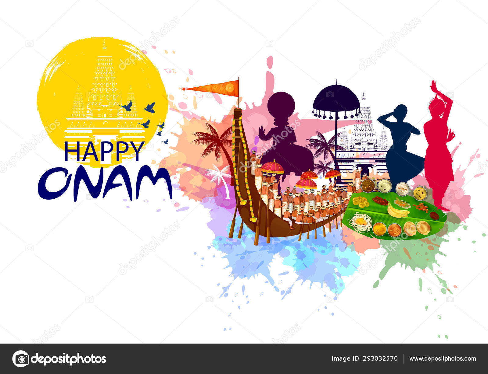 Happy Onam holiday for South India festival background Stock Vector Image  by ©snapgalleria #293032570