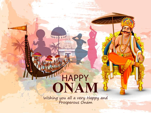 Feliz fiesta de Onam para el fondo del festival del sur de India — Vector de stock