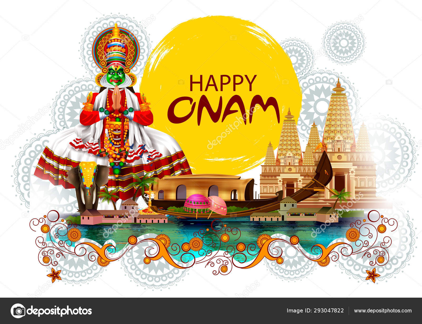 Happy Onam holiday for South India festival background Stock Vector Image  by ©snapgalleria #293047822