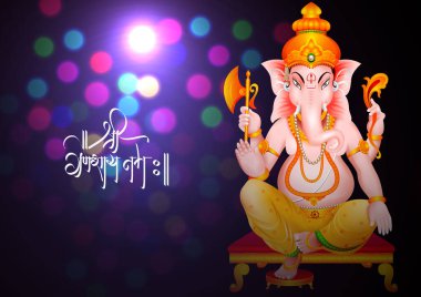 Lord Ganpati Üzerinde Ganesh Chaturthi arka plan ve Hintçe anlamı Mesaj Oh Lord Ganesha