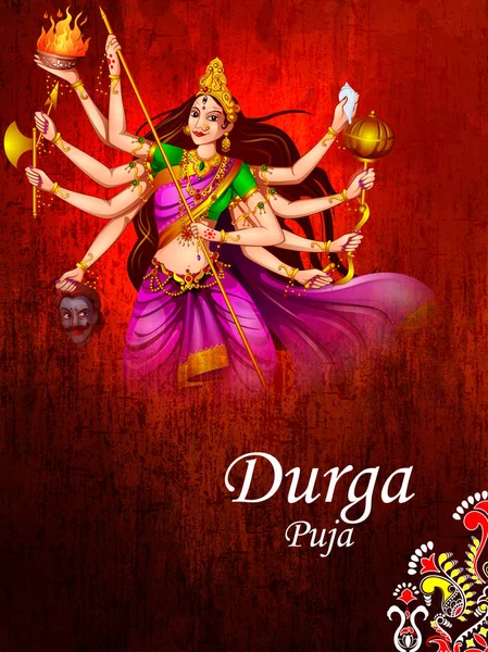 Feliz Durga Puja India festival fondo de vacaciones — Vector de stock