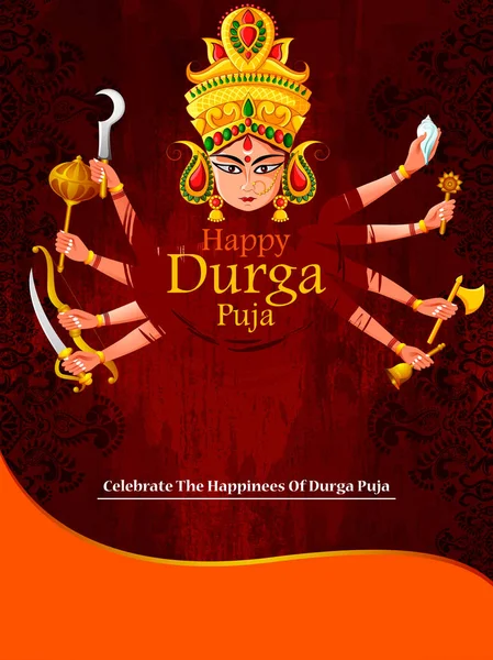 Feliz Durga Puja India festival fondo de vacaciones — Vector de stock