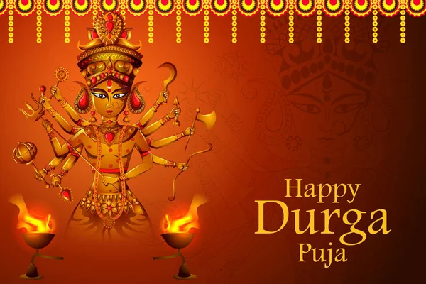 Feliz Durga Puja India festival fondo de vacaciones — Vector de stock