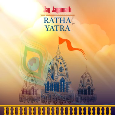 Rath Yatra Lord Jagannath festivali. Hindistan 'ın Odisha kentinde tatil arkaplanı kutlandı.