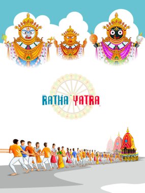 Rath Yatra Lord Jagannath festival Holiday background celebrated in Odisha, India clipart