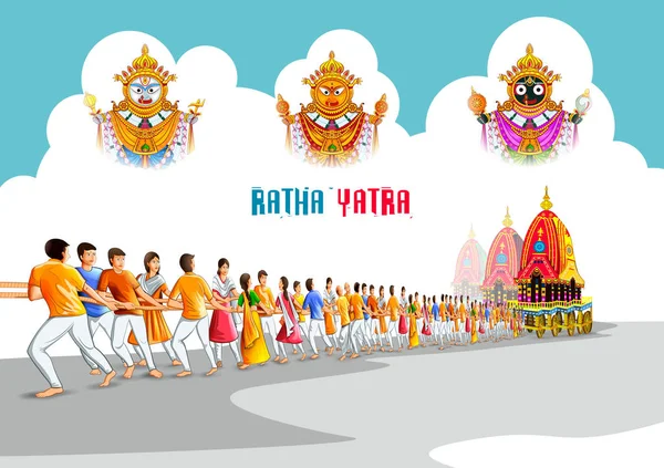 Rath Yatra Lord Jagannath festival Fond de vacances célébré à Odisha, Inde — Image vectorielle