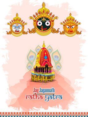 Rath Yatra Lord Jagannath festivali. Hindistan 'ın Odisha kentinde tatil arkaplanı kutlandı.