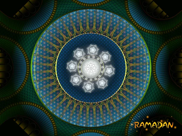 带有Ramadan Kareem案文的伊斯兰庆祝背景 — 图库矢量图片