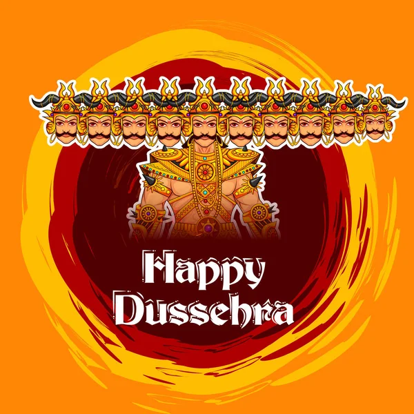 Hint masajlı Ravana canavarı. Mutlu Dussehra arkaplanı Hindistan festivalini gösteriyor. — Stok Vektör