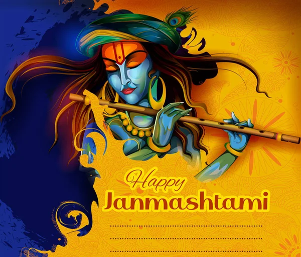 Feliz festival de Krishna Janmashtami Antecedentes de la India — Vector de stock