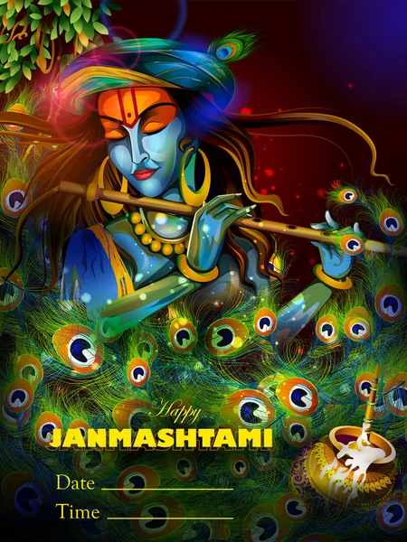 Feliz festival de Krishna Janmashtami Fundo da Índia — Vetor de Stock