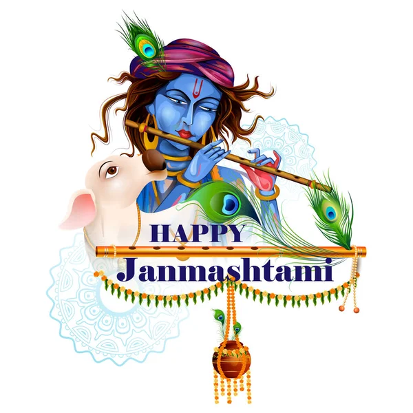 Glückliches Krishna Janmashtami Festival Hintergrund Indiens — Stockvektor
