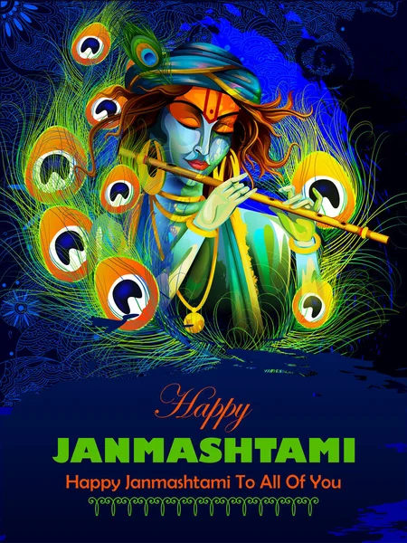 Happy Krishna Janmashtami festival Achtergrond van India — Stockvector